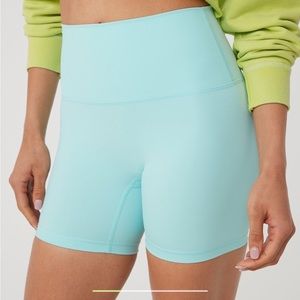 Aerie Offline Goals Bike Short Hi-Rise in Teal/Light Blue